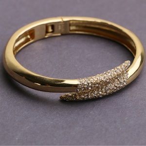 Alexis Bittar Crystal Paced Gold Cuff Bracelet